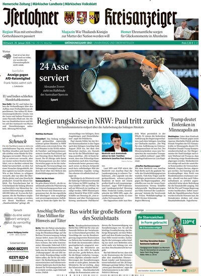 Titelbild der Ausgabe 23/2026 von Iserlohner Kreisanzeiger Hemer. Diese Zeitschrift und viele weitere Zeitungsabos als Abo oder epaper bei United Kiosk online kaufen.