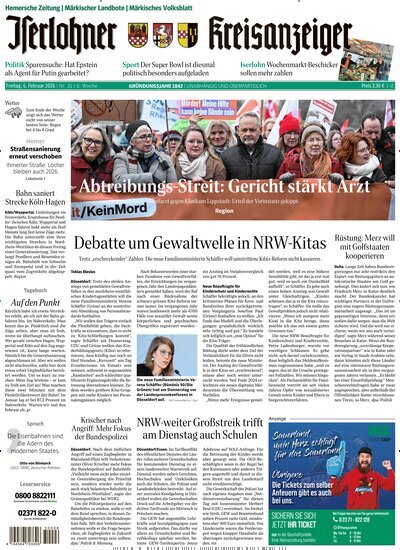 Titelbild der Ausgabe 31/2026 von Iserlohner Kreisanzeiger Hemer. Diese Zeitschrift und viele weitere Zeitungsabos als Abo oder epaper bei United Kiosk online kaufen.