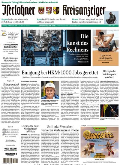 Titelbild der Ausgabe 32/2026 von Iserlohner Kreisanzeiger Hemer. Diese Zeitschrift und viele weitere Zeitungsabos als Abo oder epaper bei United Kiosk online kaufen.
