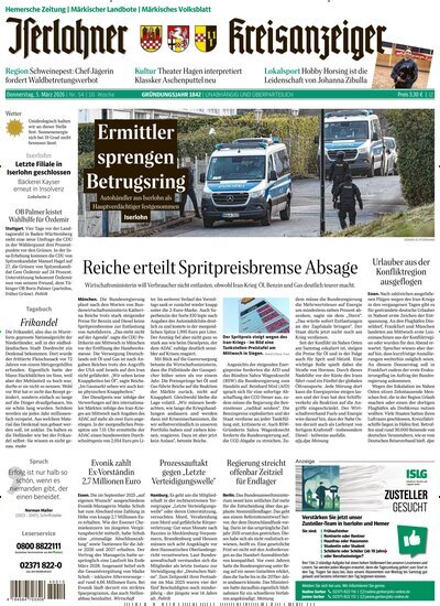 Titelbild der Ausgabe 54/2026 von Iserlohner Kreisanzeiger Hemer. Diese Zeitschrift und viele weitere Zeitungsabos als Abo oder epaper bei United Kiosk online kaufen.