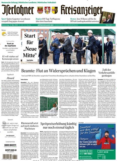 Titelbild der Ausgabe 60/2026 von Iserlohner Kreisanzeiger Hemer. Diese Zeitschrift und viele weitere Zeitungsabos als Abo oder epaper bei United Kiosk online kaufen.