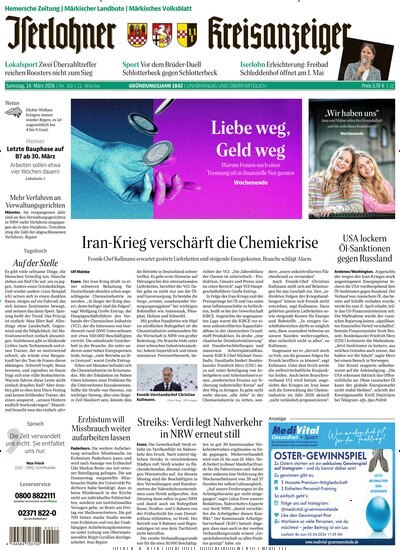 Titelbild der Ausgabe 62/2026 von Iserlohner Kreisanzeiger Hemer. Diese Zeitschrift und viele weitere Zeitungsabos als Abo oder epaper bei United Kiosk online kaufen.