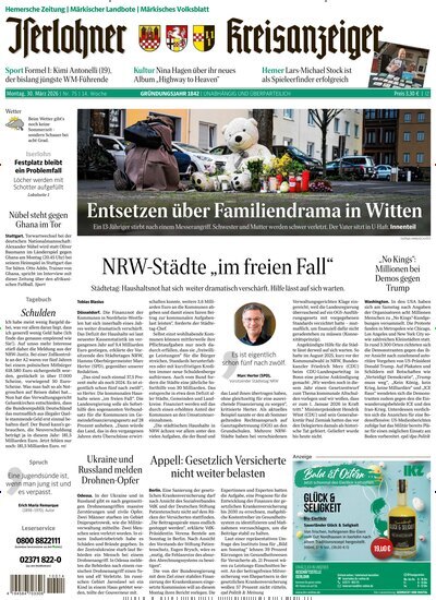 Titelbild der Ausgabe 75/2026 von Iserlohner Kreisanzeiger Hemer. Diese Zeitschrift und viele weitere Zeitungsabos als Abo oder epaper bei United Kiosk online kaufen.