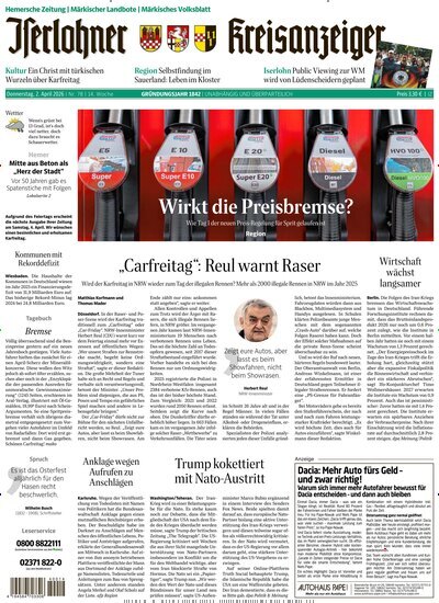 Titelbild der Ausgabe 78/2026 von Iserlohner Kreisanzeiger Hemer. Diese Zeitschrift und viele weitere Zeitungsabos als Abo oder epaper bei United Kiosk online kaufen.