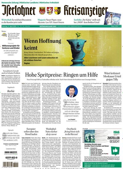 Titelbild der Ausgabe 79/2026 von Iserlohner Kreisanzeiger Hemer. Diese Zeitschrift und viele weitere Zeitungsabos als Abo oder epaper bei United Kiosk online kaufen.