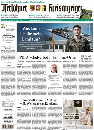 Titelbild der Ausgabe 96/2026 von Iserlohner Kreisanzeiger Hemer. Diese Zeitschrift und viele weitere Zeitungsabos als Abo oder epaper bei United Kiosk online kaufen.