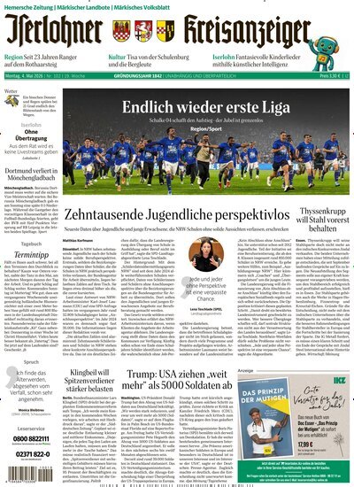 Titelbild der Ausgabe 102/2026 von Iserlohner Kreisanzeiger Hemer. Diese Zeitschrift und viele weitere Zeitungsabos als Abo oder epaper bei United Kiosk online kaufen.