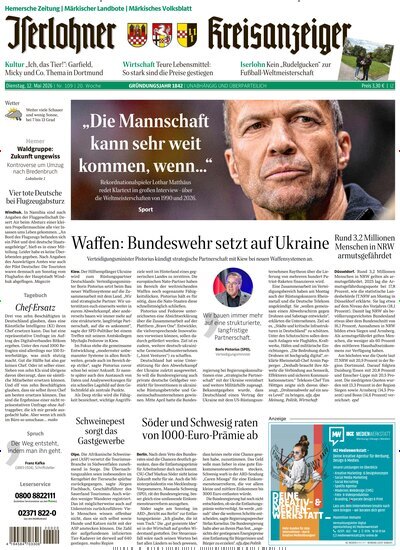 Titelbild der Ausgabe 109/2026 von Iserlohner Kreisanzeiger Hemer. Diese Zeitschrift und viele weitere Zeitungsabos als Abo oder epaper bei United Kiosk online kaufen.