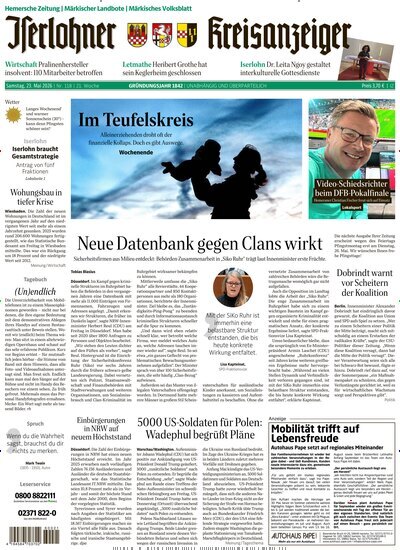 Titelbild der Ausgabe 118/2026 von Iserlohner Kreisanzeiger Hemer. Diese Zeitschrift und viele weitere Zeitungsabos als Abo oder epaper bei United Kiosk online kaufen.