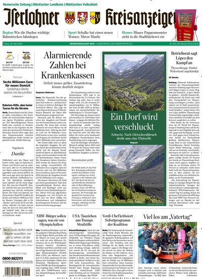 Titelbild der Ausgabe 124/2025 von Iserlohner Kreisanzeiger Hemer. Diese Zeitschrift und viele weitere Zeitungsabos als Abo oder epaper bei United Kiosk online kaufen.