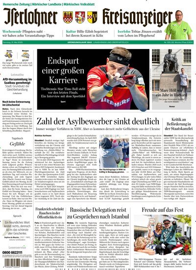 Titelbild der Ausgabe 125/2025 von Iserlohner Kreisanzeiger Hemer. Diese Zeitschrift und viele weitere Zeitungsabos als Abo oder epaper bei United Kiosk online kaufen.
