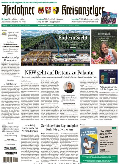 Titelbild der Ausgabe 134/2026 von Iserlohner Kreisanzeiger Hemer. Diese Zeitschrift und viele weitere Zeitungsabos als Abo oder epaper bei United Kiosk online kaufen.