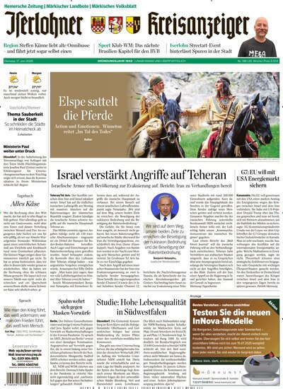 Titelbild der Ausgabe 138/2025 von Iserlohner Kreisanzeiger Hemer. Diese Zeitschrift und viele weitere Zeitungsabos als Abo oder epaper bei United Kiosk online kaufen.