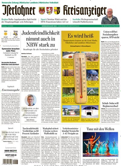 Titelbild der Ausgabe 149/2025 von Iserlohner Kreisanzeiger Hemer. Diese Zeitschrift und viele weitere Zeitungsabos als Abo oder epaper bei United Kiosk online kaufen.