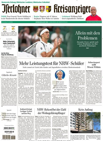 Titelbild der Ausgabe 151/2025 von Iserlohner Kreisanzeiger Hemer. Diese Zeitschrift und viele weitere Zeitungsabos als Abo oder epaper bei United Kiosk online kaufen.