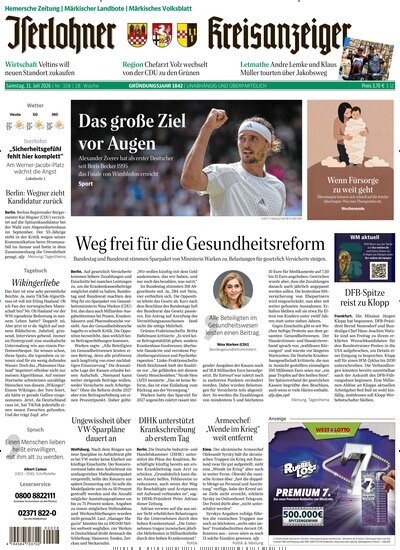 Titelbild der Ausgabe 158/2026 von Iserlohner Kreisanzeiger Hemer. Diese Zeitschrift und viele weitere Zeitungsabos als Abo oder epaper bei United Kiosk online kaufen.