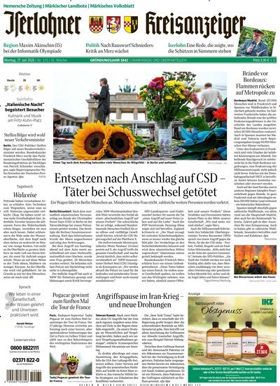 Titelbild der Ausgabe 171/2026 von Iserlohner Kreisanzeiger Hemer. Diese Zeitschrift und viele weitere Zeitungsabos als Abo oder epaper bei United Kiosk online kaufen.