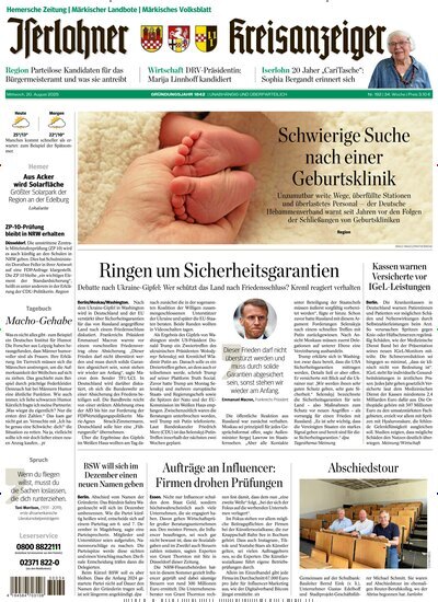 Titelbild der Ausgabe 192/2025 von Iserlohner Kreisanzeiger Hemer. Diese Zeitschrift und viele weitere Zeitungsabos als Abo oder epaper bei United Kiosk online kaufen.