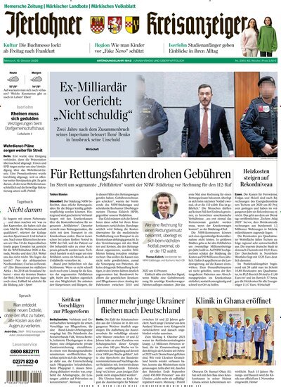 Titelbild der Ausgabe 239/2025 von Iserlohner Kreisanzeiger Hemer. Diese Zeitschrift und viele weitere Zeitungsabos als Abo oder epaper bei United Kiosk online kaufen.