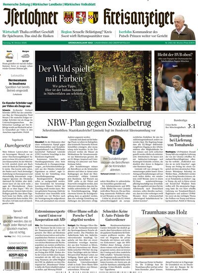 Titelbild der Ausgabe 242/2025 von Iserlohner Kreisanzeiger Hemer. Diese Zeitschrift und viele weitere Zeitungsabos als Abo oder epaper bei United Kiosk online kaufen.