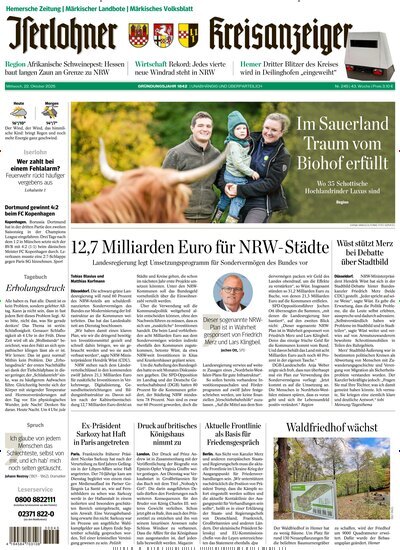 Titelbild der Ausgabe 245/2025 von Iserlohner Kreisanzeiger Hemer. Diese Zeitschrift und viele weitere Zeitungsabos als Abo oder epaper bei United Kiosk online kaufen.