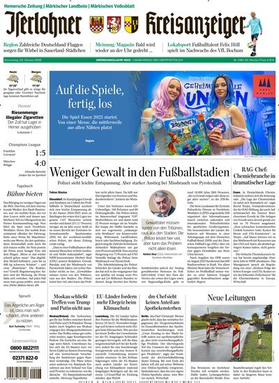 Titelbild der Ausgabe 246/2025 von Iserlohner Kreisanzeiger Hemer. Diese Zeitschrift und viele weitere Zeitungsabos als Abo oder epaper bei United Kiosk online kaufen.