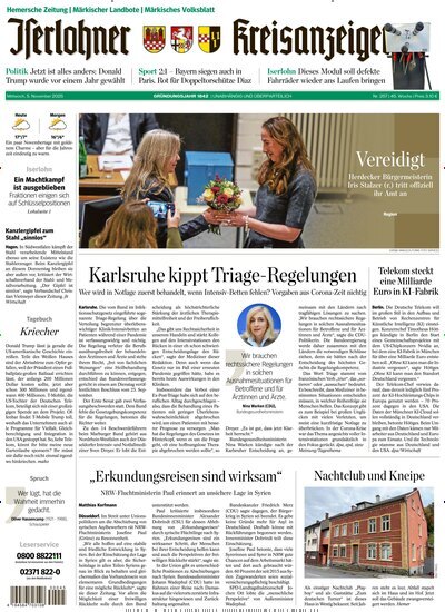 Titelbild der Ausgabe 256/2025 von Iserlohner Kreisanzeiger Hemer. Diese Zeitschrift und viele weitere Zeitungsabos als Abo oder epaper bei United Kiosk online kaufen.