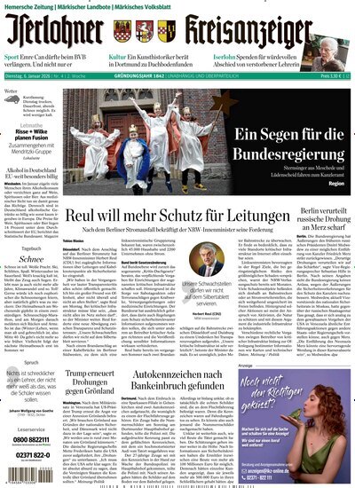 Titelbild der Ausgabe 4/2026 von Iserlohner Kreisanzeiger und Zeitung. Diese Zeitschrift und viele weitere Zeitungsabos als Abo oder epaper bei United Kiosk online kaufen.
