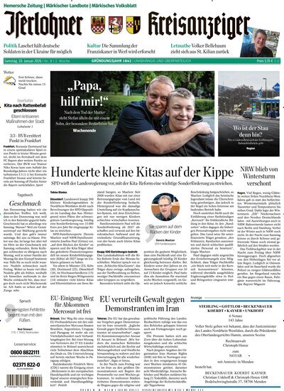 Titelbild der Ausgabe 8/2026 von Iserlohner Kreisanzeiger und Zeitung. Diese Zeitschrift und viele weitere Zeitungsabos als Abo oder epaper bei United Kiosk online kaufen.
