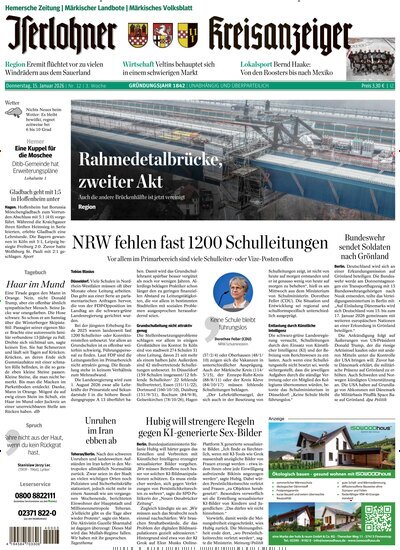 Titelbild der Ausgabe 12/2026 von Iserlohner Kreisanzeiger und Zeitung. Diese Zeitschrift und viele weitere Zeitungsabos als Abo oder epaper bei United Kiosk online kaufen.