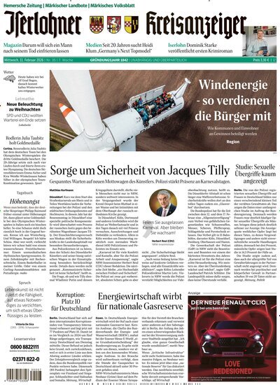 Titelbild der Ausgabe 35/2026 von Iserlohner Kreisanzeiger und Zeitung. Diese Zeitschrift und viele weitere Zeitungsabos als Abo oder epaper bei United Kiosk online kaufen.