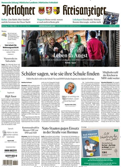 Titelbild der Ausgabe 64/2026 von Iserlohner Kreisanzeiger und Zeitung. Diese Zeitschrift und viele weitere Zeitungsabos als Abo oder epaper bei United Kiosk online kaufen.