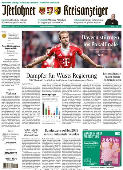 Titelbild der Ausgabe 94/2026 von Iserlohner Kreisanzeiger und Zeitung. Diese Zeitschrift und viele weitere Zeitungsabos als Abo oder epaper bei United Kiosk online kaufen.