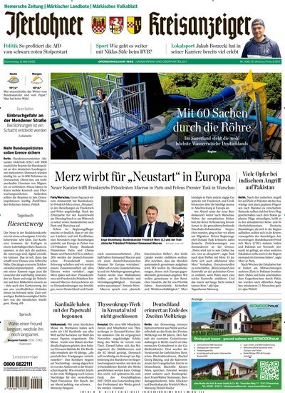 Titelbild der Ausgabe 106/2025 von Iserlohner Kreisanzeiger und Zeitung. Diese Zeitschrift und viele weitere Zeitungsabos als Abo oder epaper bei United Kiosk online kaufen.