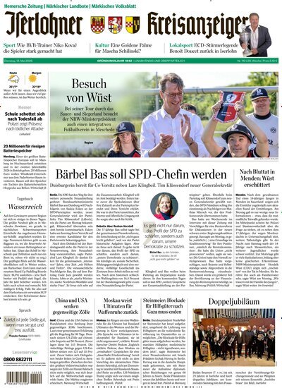 Titelbild der Ausgabe 110/2025 von Iserlohner Kreisanzeiger und Zeitung. Diese Zeitschrift und viele weitere Zeitungsabos als Abo oder epaper bei United Kiosk online kaufen.