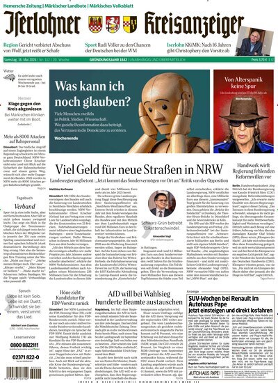 Titelbild der Ausgabe 112/2026 von Iserlohner Kreisanzeiger und Zeitung. Diese Zeitschrift und viele weitere Zeitungsabos als Abo oder epaper bei United Kiosk online kaufen.