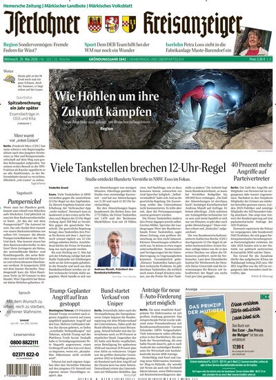 Titelbild der Ausgabe 115/2026 von Iserlohner Kreisanzeiger und Zeitung. Diese Zeitschrift und viele weitere Zeitungsabos als Abo oder epaper bei United Kiosk online kaufen.