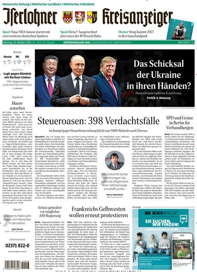 Titelbild der Ausgabe 243/2026 von Iserlohner Kreisanzeiger und Zeitung. Diese Zeitschrift und viele weitere Zeitungsabos als Abo oder epaper bei United Kiosk online kaufen.