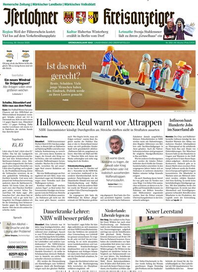 Titelbild der Ausgabe 252/2025 von Iserlohner Kreisanzeiger und Zeitung. Diese Zeitschrift und viele weitere Zeitungsabos als Abo oder epaper bei United Kiosk online kaufen.