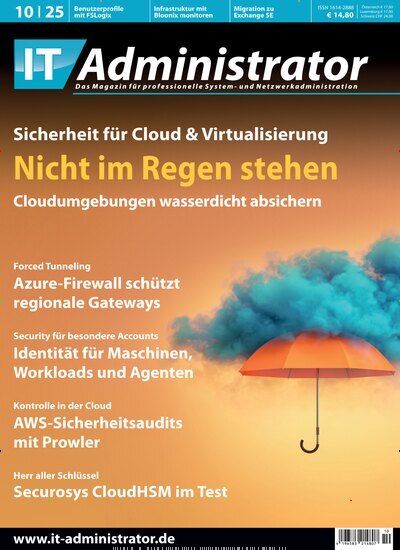 Titelbild der Ausgabe 10/2025 von IT Administrator. Diese Zeitschrift und viele weitere Computerzeitschriften, Tabletmagazine und Smartphonemagazine als Abo oder epaper bei United Kiosk online kaufen.