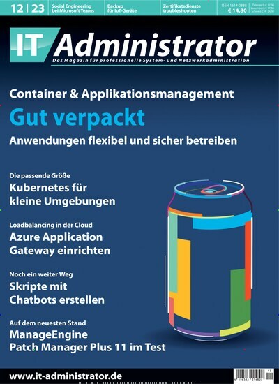 Titelbild der Ausgabe 12/2023 von IT Administrator. Diese Zeitschrift und viele weitere Computerzeitschriften, Tabletmagazine und Smartphonemagazine als Abo oder epaper bei United Kiosk online kaufen.