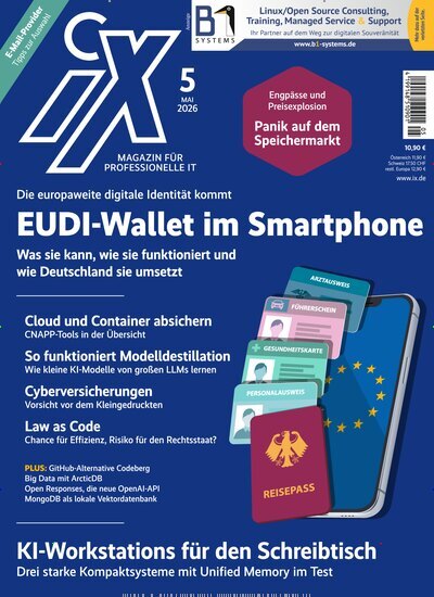 Titelbild der Ausgabe 5/2026 von iX Magazin. Diese Zeitschrift und viele weitere Computerzeitschriften, Tabletmagazine und Smartphonemagazine als Abo oder epaper bei United Kiosk online kaufen.