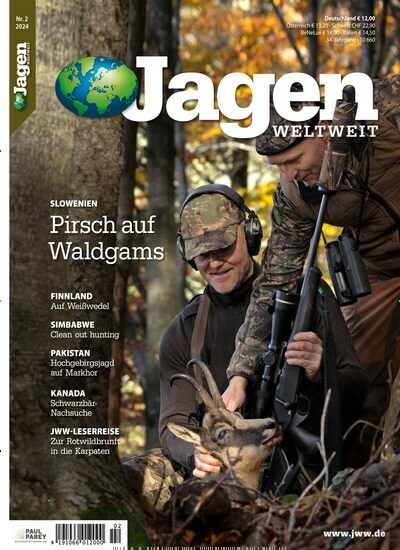 Titelbild der Ausgabe 2/2024 von Jagen Weltweit (Jagd). Diese Zeitschrift und viele weitere Sportmagazine als Abo oder epaper bei United Kiosk online kaufen.