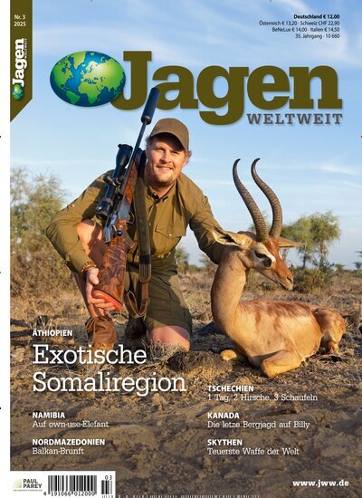Titelbild der Ausgabe 3/2025 von Jagen Weltweit (Jagd). Diese Zeitschrift und viele weitere Sportmagazine als Abo oder epaper bei United Kiosk online kaufen.