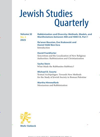 Titelbild der Ausgabe 3/2025 von Jewish Studies Quarterly (JSQ). Diese Zeitschrift und viele weitere Kunstmagazine und Kulturmagazine als Abo oder epaper bei United Kiosk online kaufen.