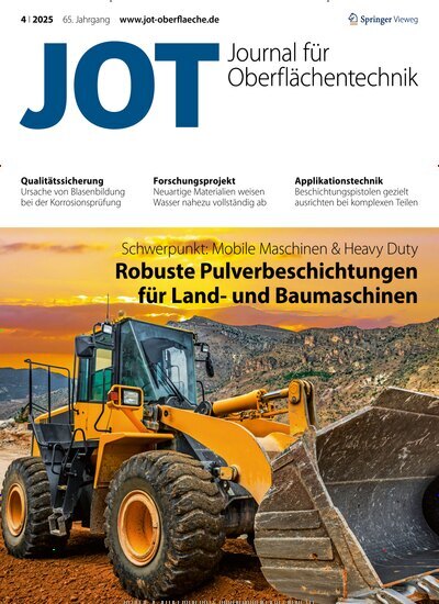 Titelbild der Ausgabe 4/2025 von JOT Journal für Oberflächentechnik. Diese Zeitschrift und viele weitere Industriemagazine und Handwerkmagazine als Abo oder epaper bei United Kiosk online kaufen.