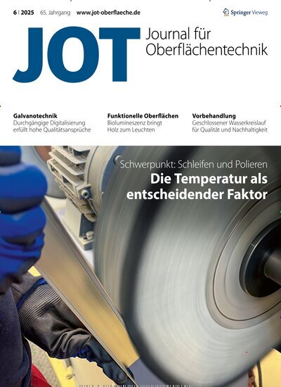 Titelbild der Ausgabe 6/2025 von JOT Journal für Oberflächentechnik. Diese Zeitschrift und viele weitere Industriemagazine und Handwerkmagazine als Abo oder epaper bei United Kiosk online kaufen.