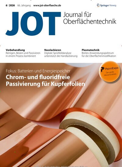 Titelbild der Ausgabe 6/2026 von JOT Journal für Oberflächentechnik. Diese Zeitschrift und viele weitere Industriemagazine und Handwerkmagazine als Abo oder epaper bei United Kiosk online kaufen.