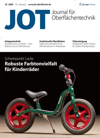 Titelbild der Ausgabe 12/2025 von JOT Journal für Oberflächentechnik. Diese Zeitschrift und viele weitere Industriemagazine und Handwerkmagazine als Abo oder epaper bei United Kiosk online kaufen.