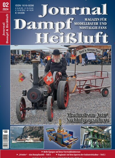 Titelbild der Ausgabe 2/2024 von Journal Dampf & Heißluft. Diese Zeitschrift und viele weitere Reisemagazine, Freizeitmagazine und Wissensmagazine als Abo oder epaper bei United Kiosk online kaufen.